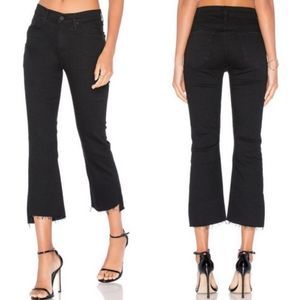 MOTHER The Insider Crop Step Kick Flare Leg Fray Jean Black Not Guilty Size 26